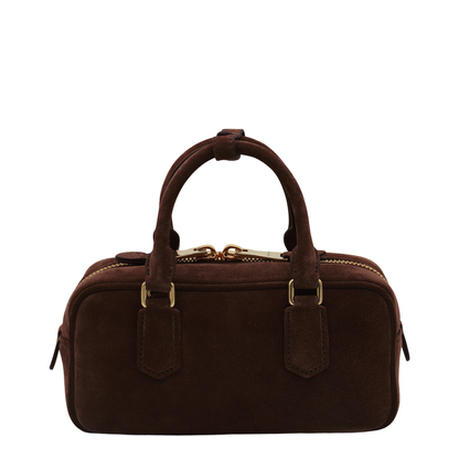 Dark Brown Arcadie Padded Suede Top-handle Bag