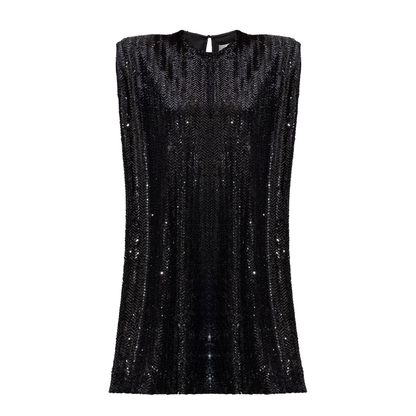 Black Shift Dress with Shoulder Pads