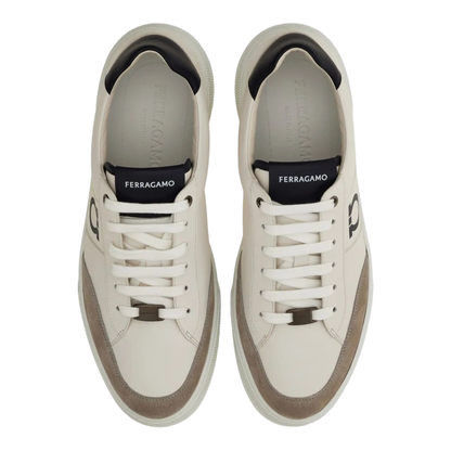MAYFEYR - Ferragamo - Alaska Leather And Suede Sneaker With Gancini Detail - 02A0340784502