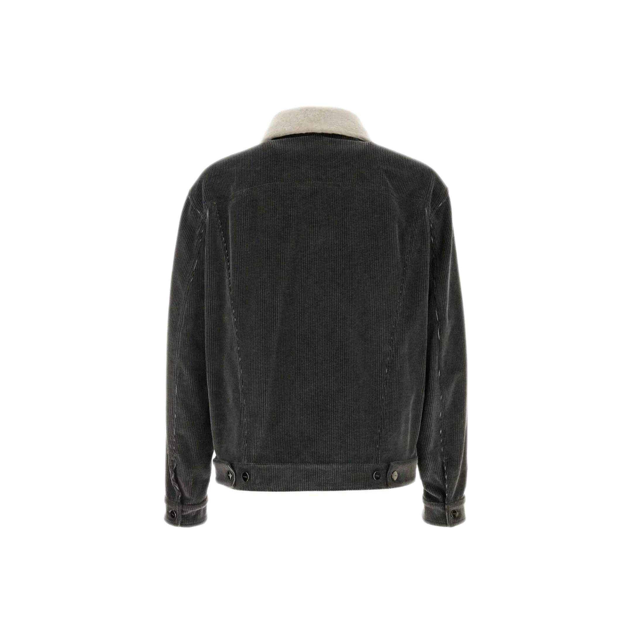 MAYFEYR - Fendi - Faded Stonewash Treatment Corduroy Blouson With Sheepskin Trim Removable Collar - FW1427AVY6F0TY6