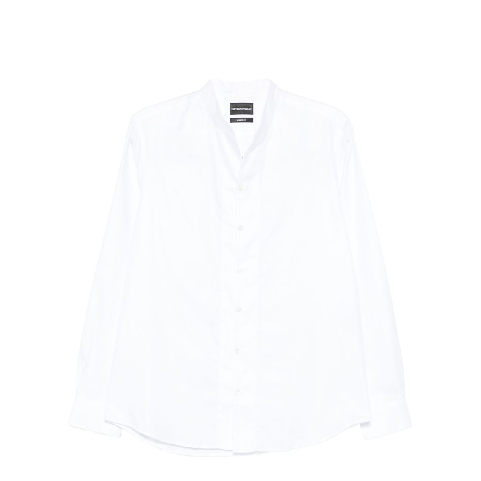White Mandarin Collar Long Sleeve Button Fastening Shirt
