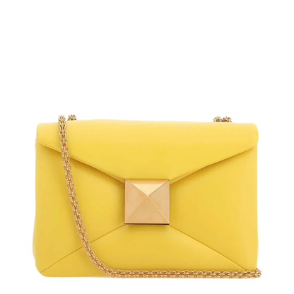 One Stud Yellow Nappa Leather Shoulder Bag