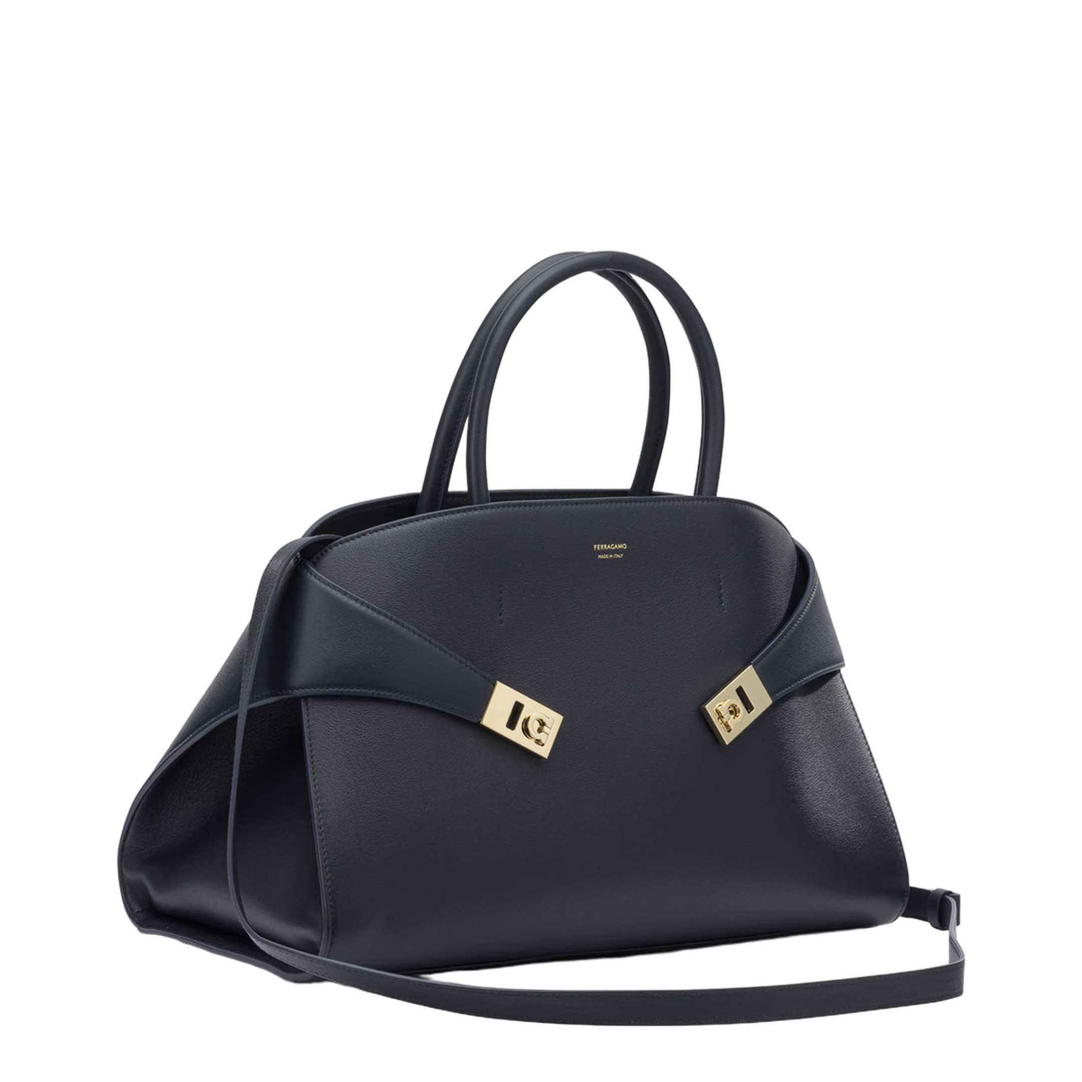 Hug Medium Calfskin Tote Bag - Navy
