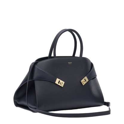 Hug Medium Calfskin Tote Bag - Navy