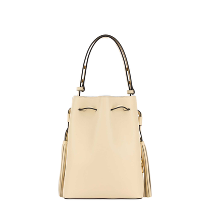 Ivory Leather VLogo Signature Bucket Bag