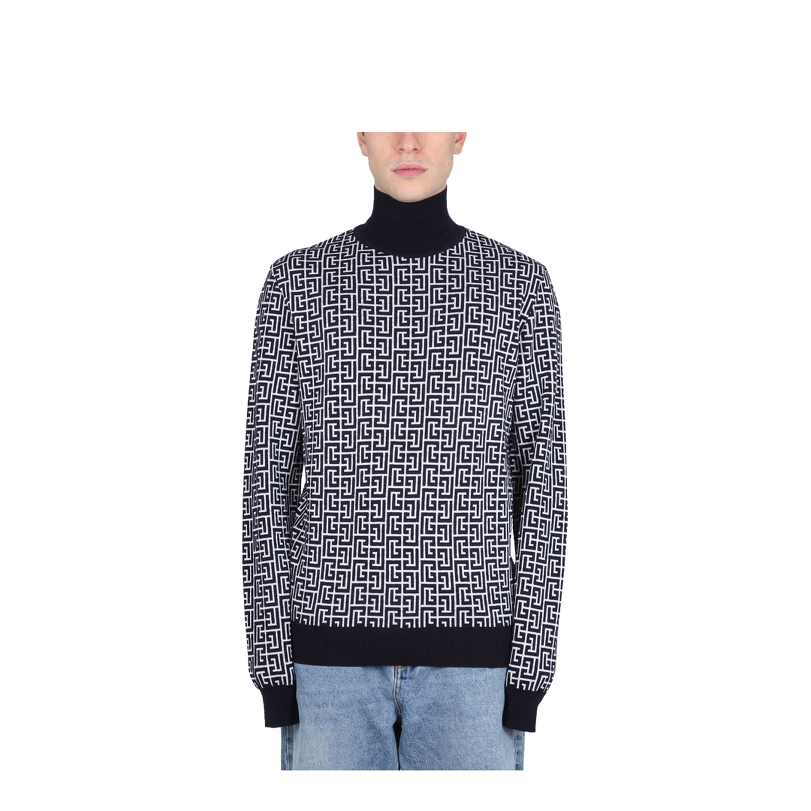 Two-tone wool blend sweater