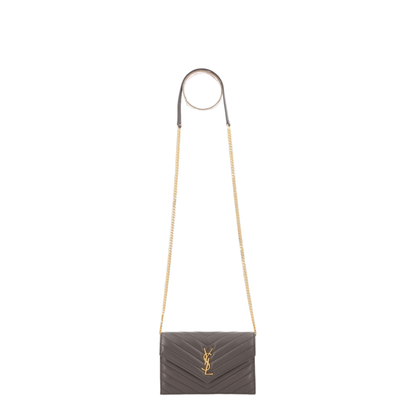 Cassandre Lambskin Envelope Chain Wallet - Urban Grey