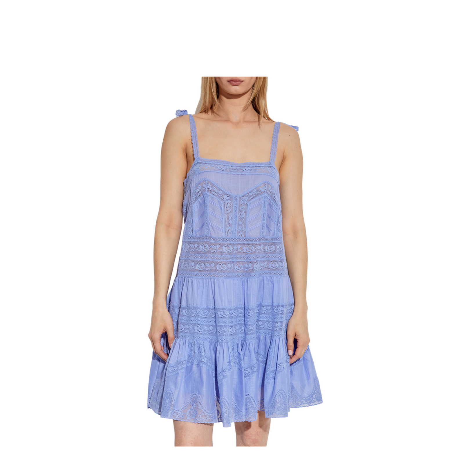 Dress with lace inserts