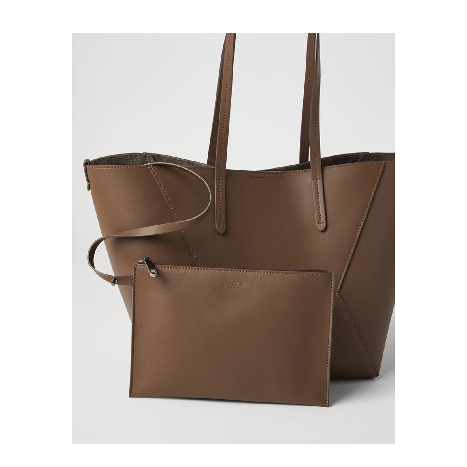 Tote Bag Crafted in Brown Smooth Leather