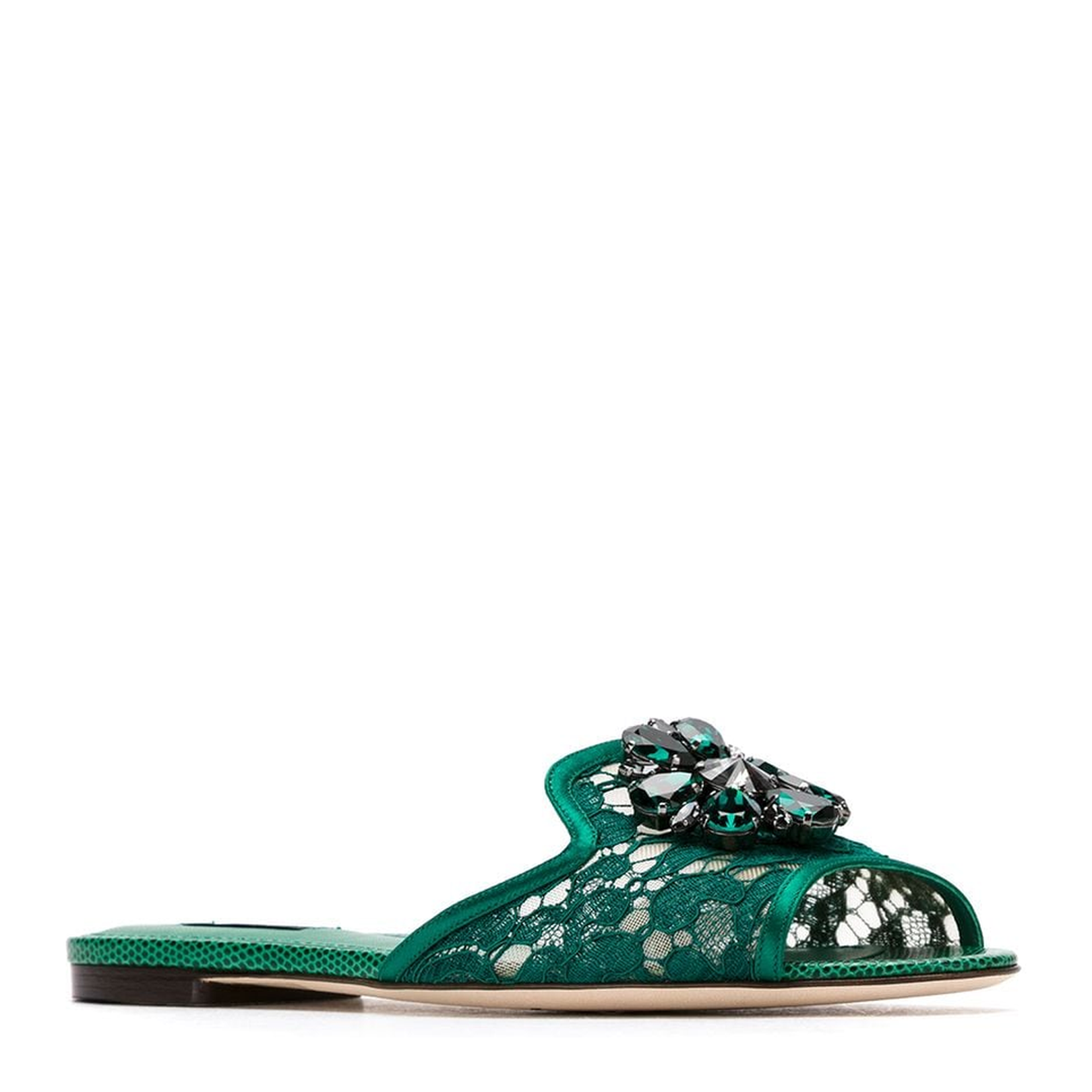Emerald Green Crystal Lace Sandals