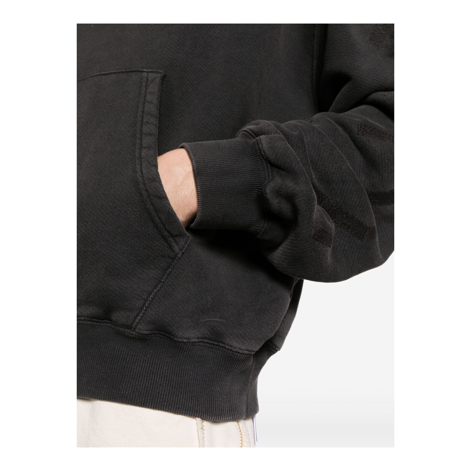 Black Cotton Jersey Logo Hoodie
