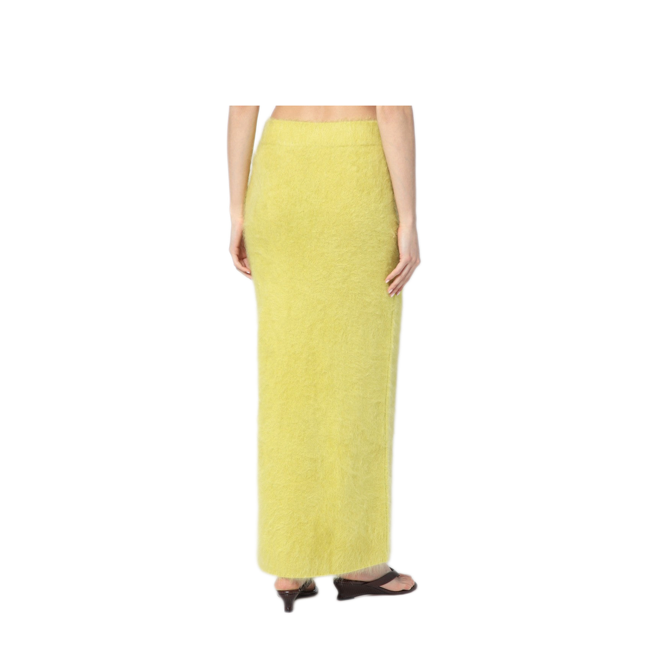 MAYFEYR - Soft Goat - Long Lime Coloured Brushed Cashmere Skirt - 24561WSLI