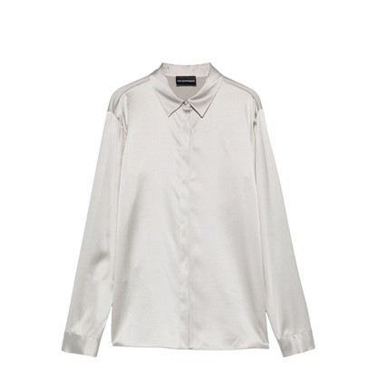 Light Grey Concealed Front Button Fastening Shirt