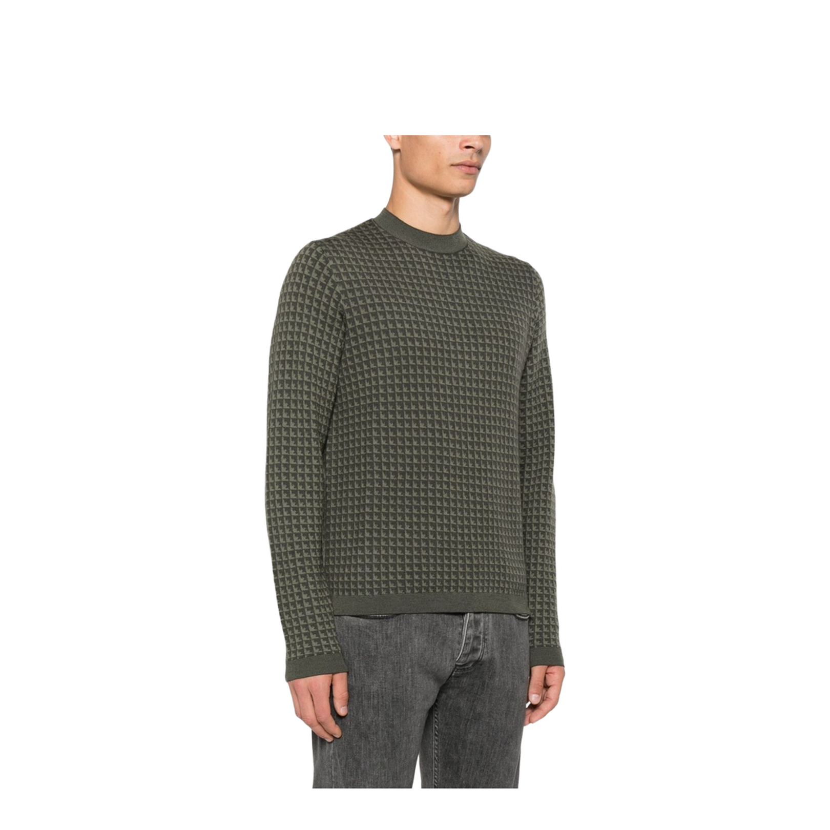 Jacquard Virgin-Wool Jumper with Repeated Eagle Motif