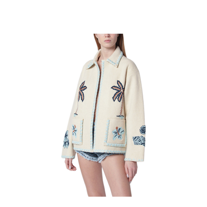 MAYFEYR - Alanui - Sand Colored Wool Remember Me Jacket - LWHQ01BR26KNI0011784