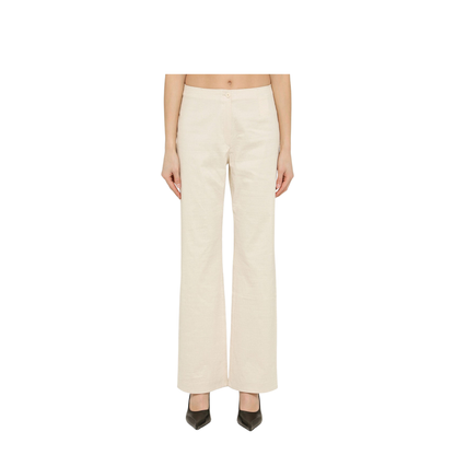 Regular White Cotton Trousers