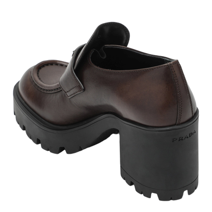 MAYFEYR - Prada - Brown Platform Heeled Loafers - 1D563O0853KDPF0562