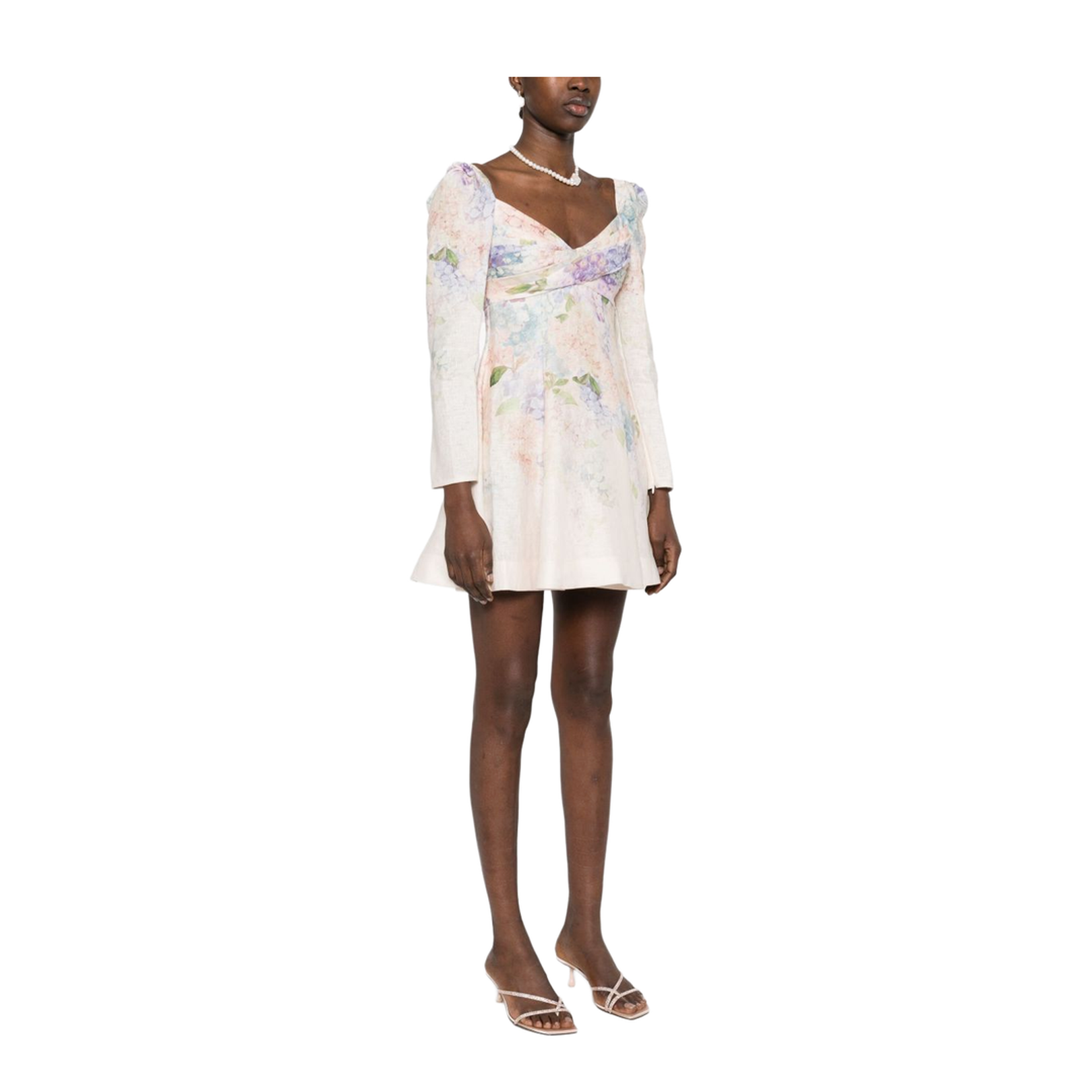Dawning Linen Floral Printed Mini Dress