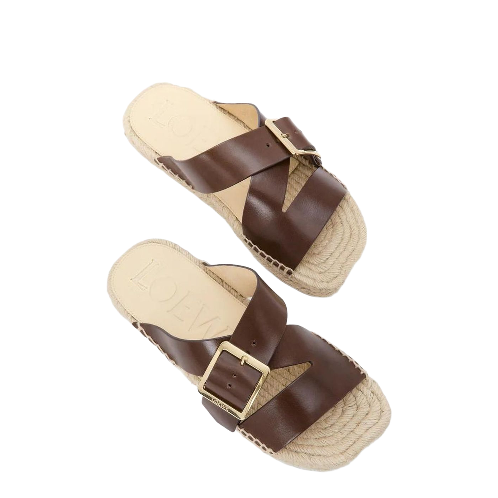 Petal Espadrille Slide in Vegetable-Tanned Calfskin Brown