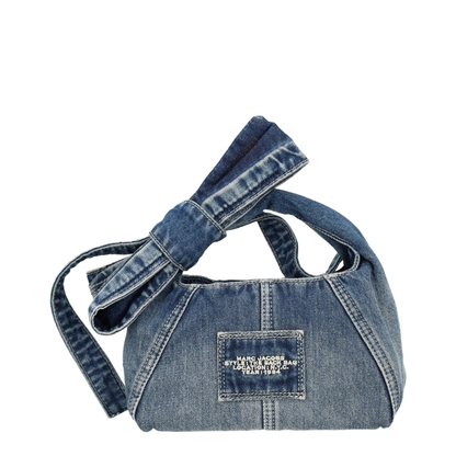 The Bow Denim Mini Sack Bag - Medium Wash Indigo