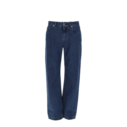 Blue Straight-Cut Jeans