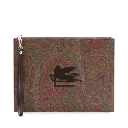 Jacquard Clutch Bag - Brown