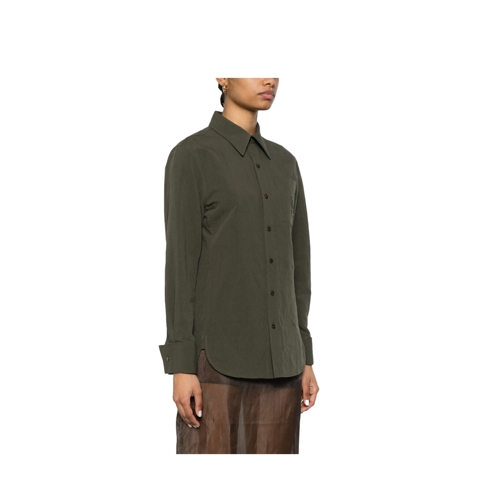 Cassandre Green Linen and Cotton Shirt