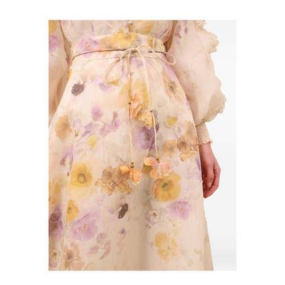 Printed Linen Blend Memento Skirt