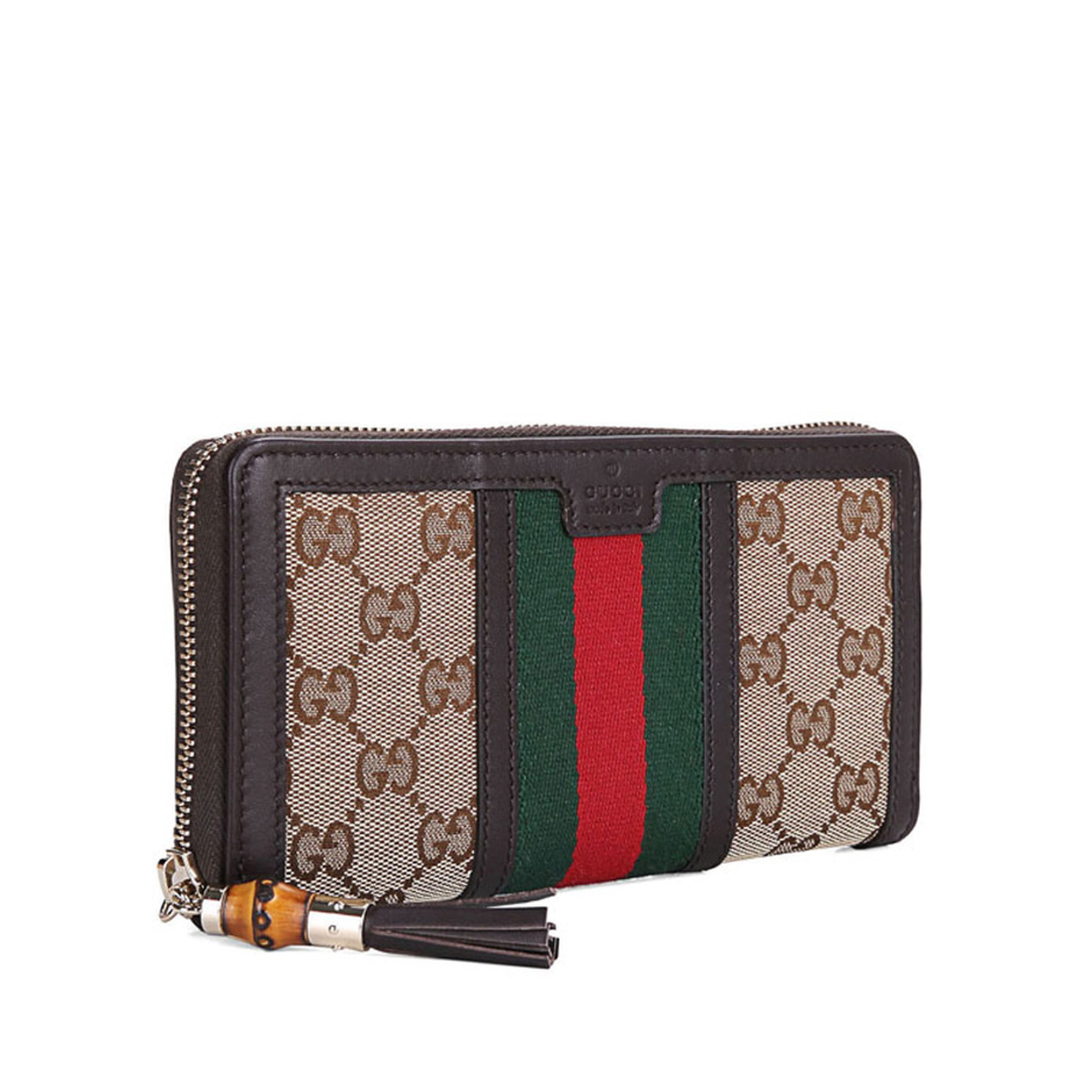 Ophidia Canvas Zip Around Wallet - Brown