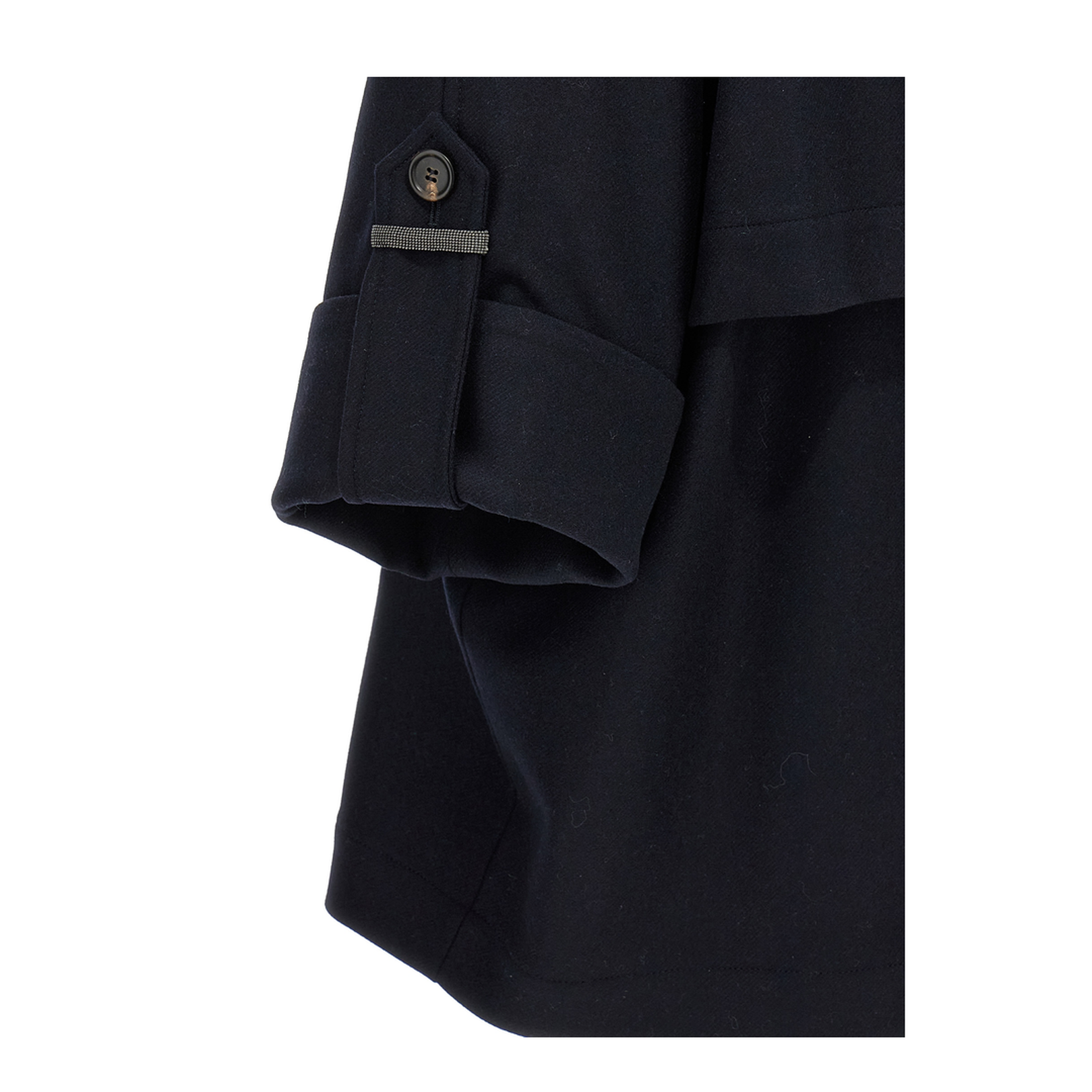 Shiny Cuff Details Caban Coat