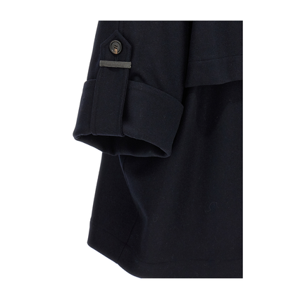 Shiny Cuff Details Caban Coat