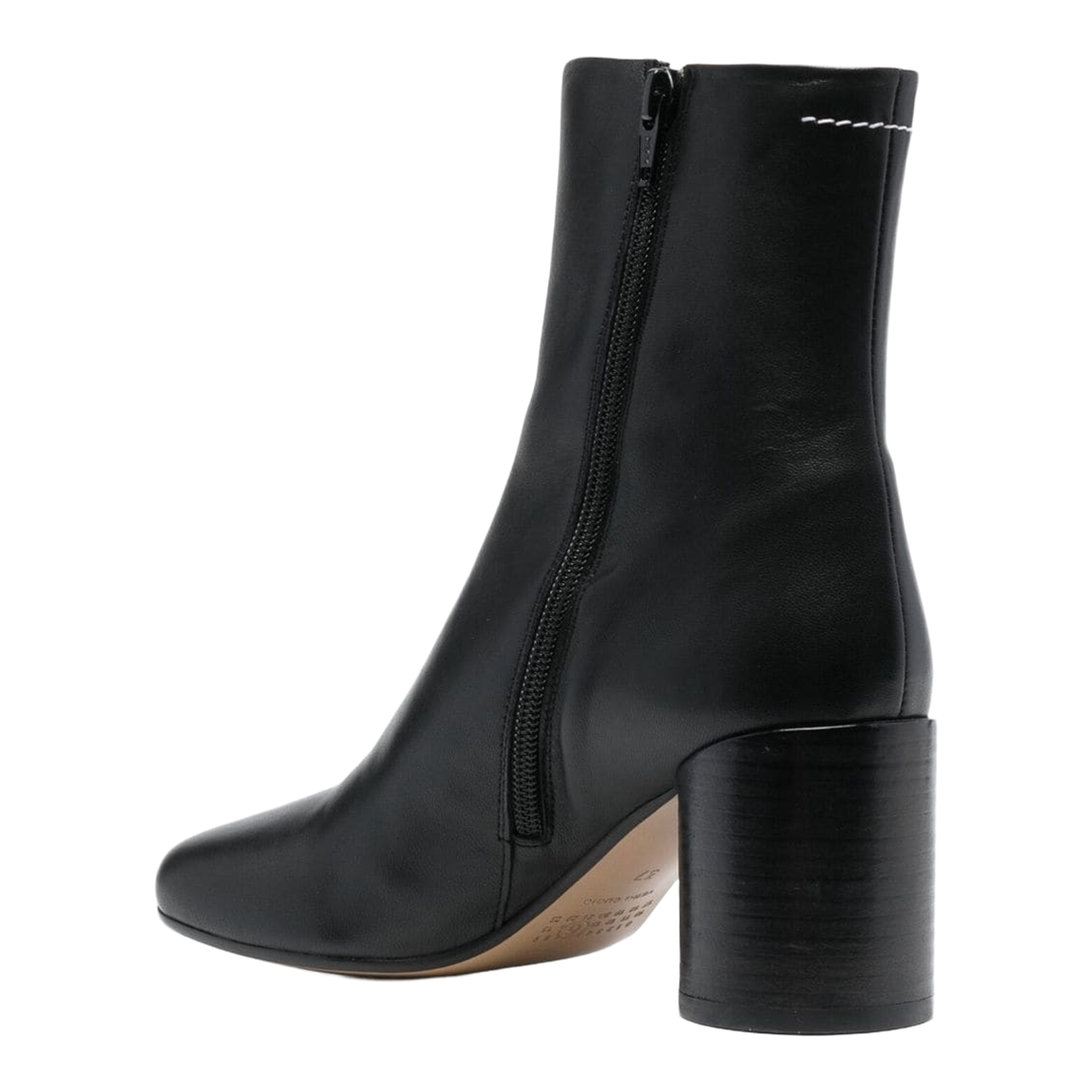 Black Leather Zipped Ankle Boots