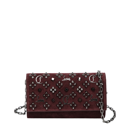 MAYFEYR - Christian Louboutin - Paloma Studded Suede Wallet On Chain Burgundy - 3255232LE8648
