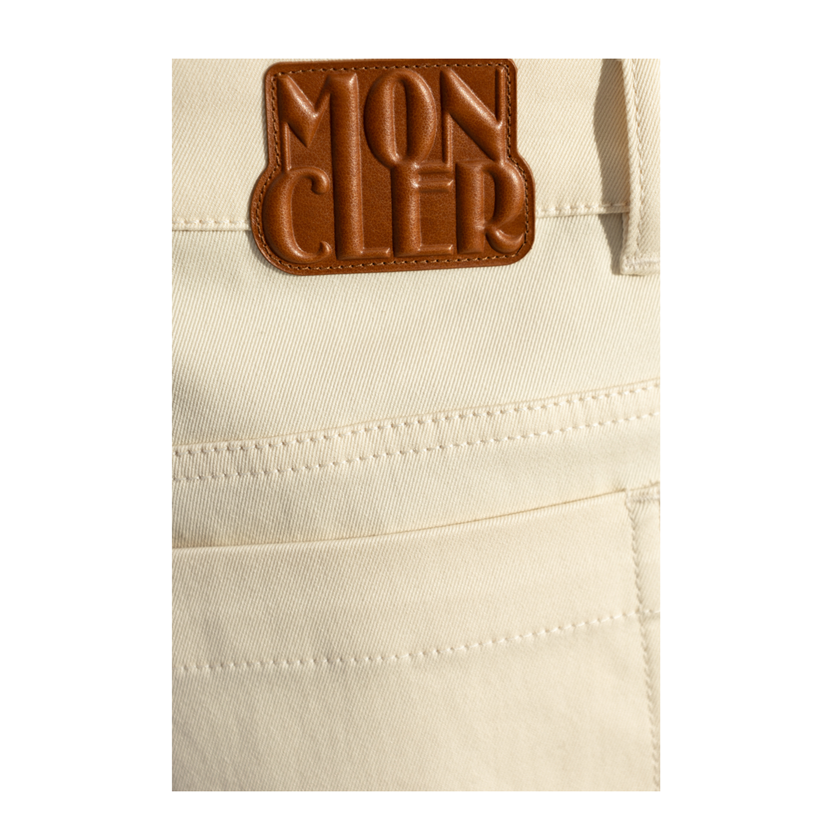 White Ivory Cotton Gabardine Straight Leg Trousers