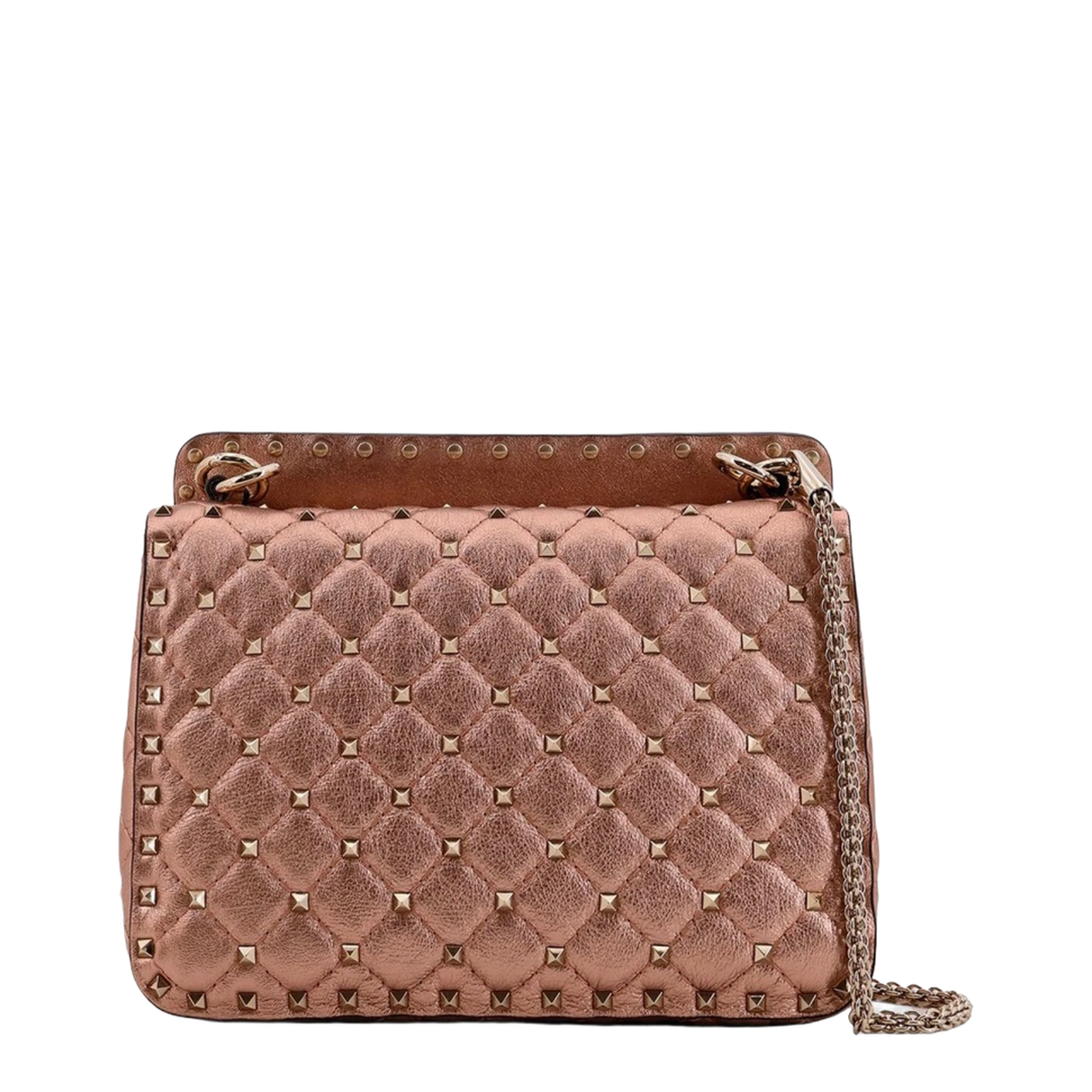 Medium Shoulder Bag Rockstud Spike Nappa Laminata Platinum Studs