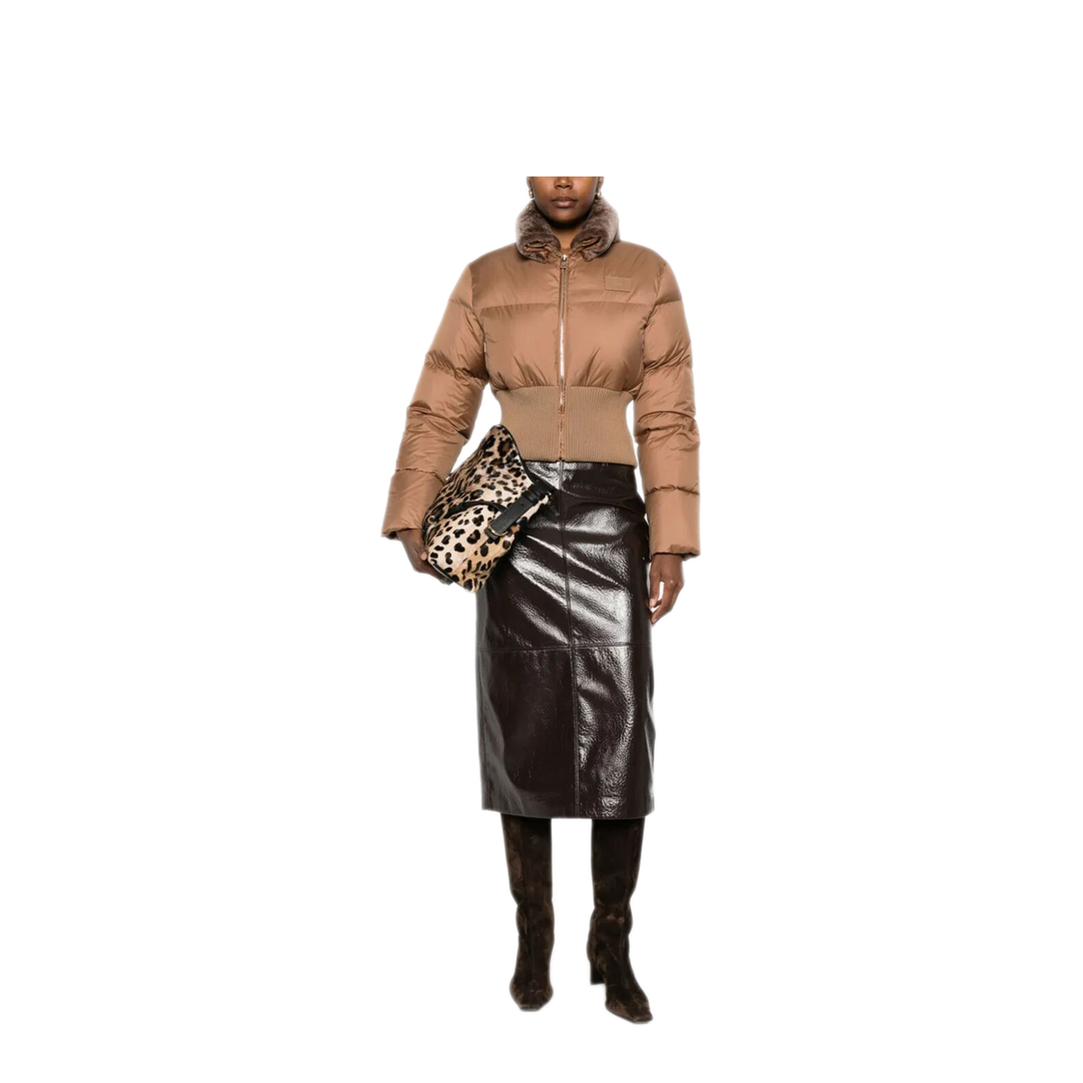 MAYFEYR - Fendi - Short Padded Down Jacket With Shearling Collar - FAN214AT8VF1T6O