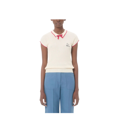 Ribbed Knitted Top White