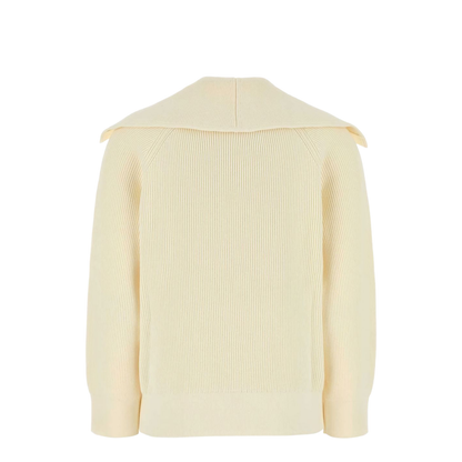 Cotton Rib Cardigan in Chalk