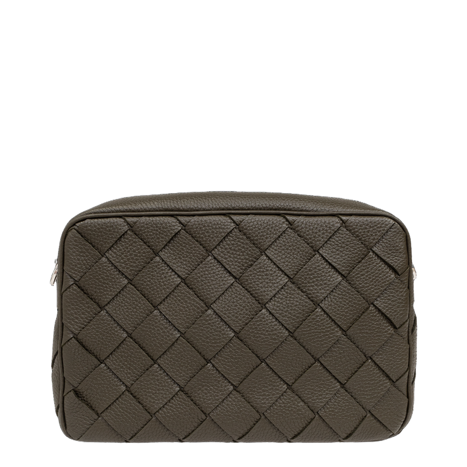 Intrecciato East-west Leather Camera Bags - Kaki