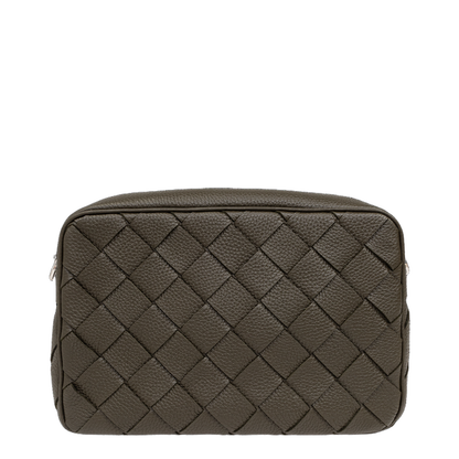 Intrecciato East-west Leather Camera Bags - Kaki