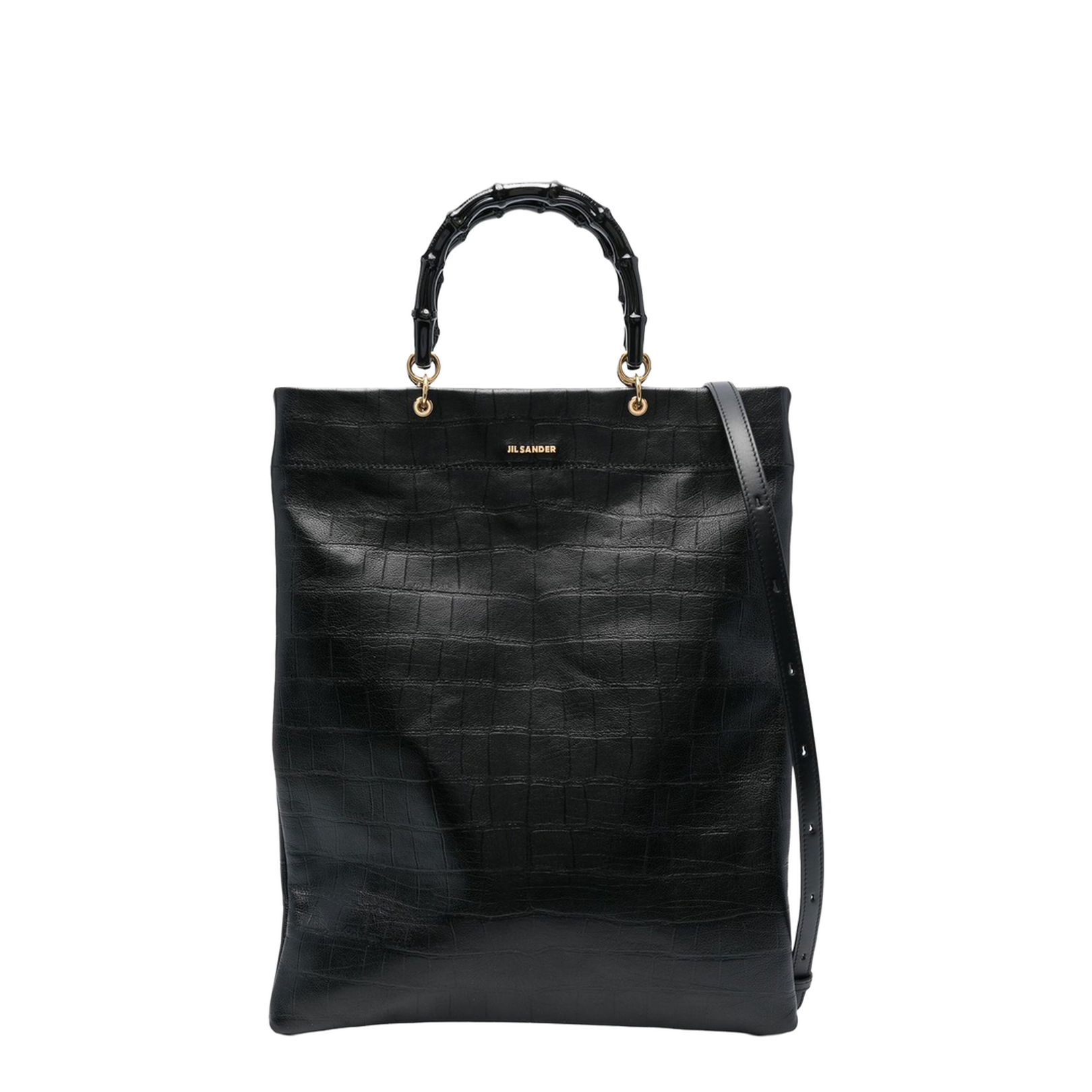Black Leather Medium Shopping Bag