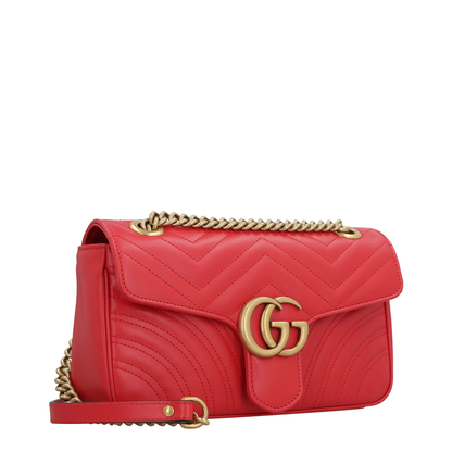 GG Marmont Large Leather Shoulder Bag - Red