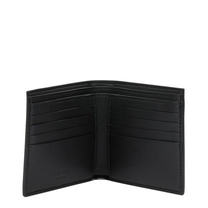 Alexander McQueen McQueen Bifold Wallet With Logo In Black Calfskin
