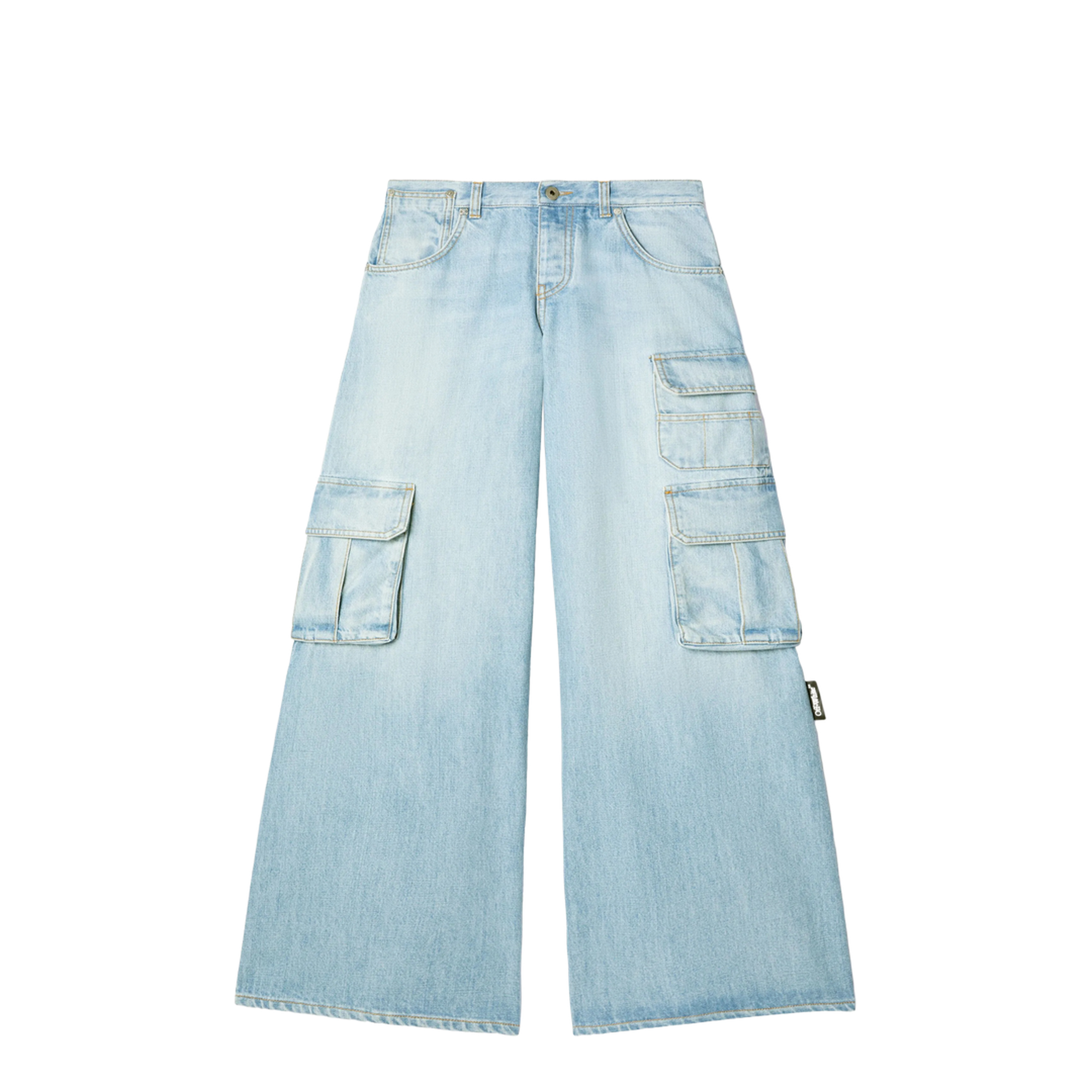 DENIM WIDE CARGO PANTS BLUE