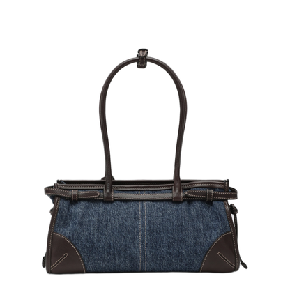 MAYFEYR - Prada - Bonnie Medium Handbag In Blue Denim And Leather - 1BA426OTM2GCFF0C1B
