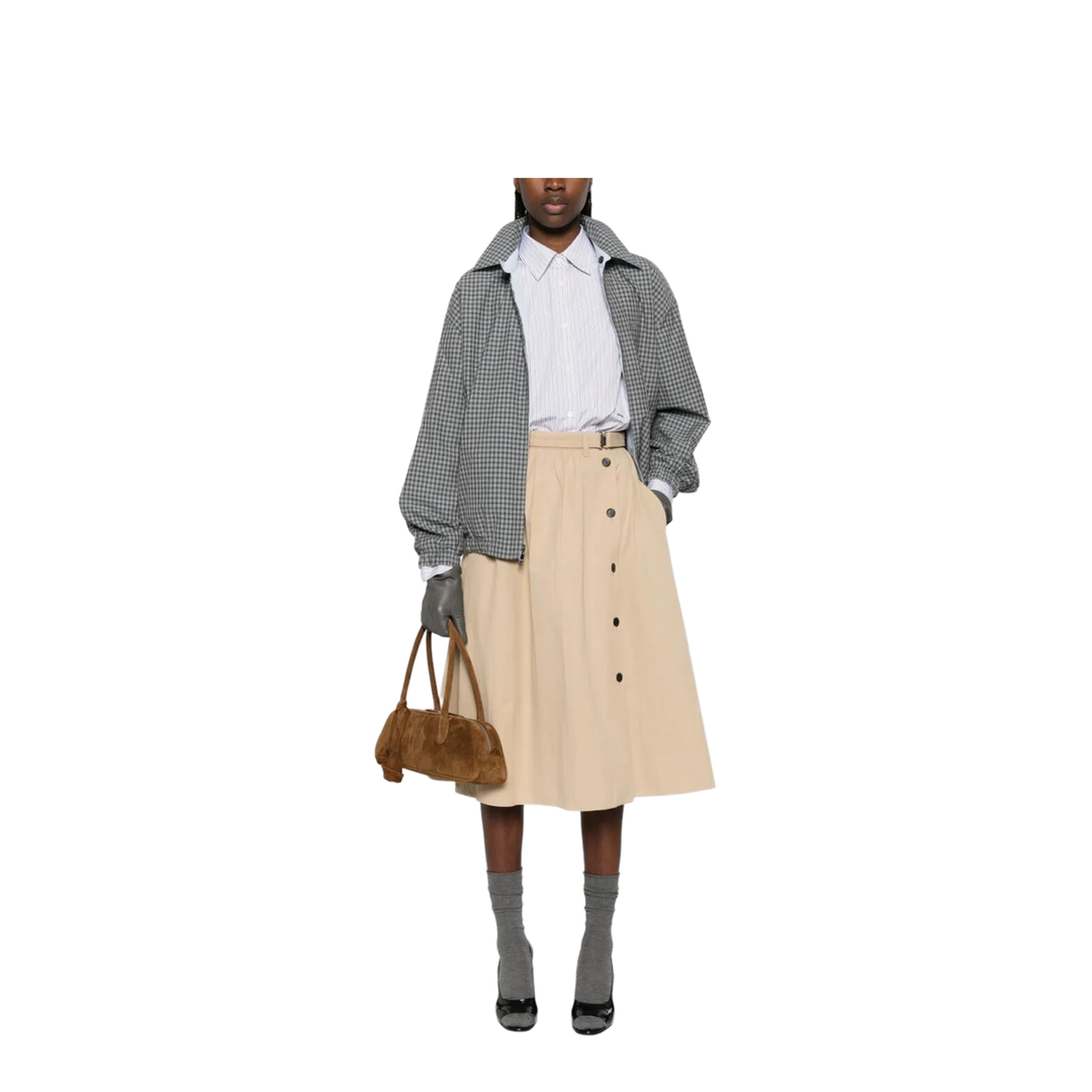 MAYFEYR - Prada - Button-Detail Belted Cotton Midi Skirt - P127IHSOOO17ID