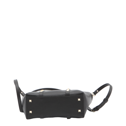 Black Leather Small Rockstud Shopping Bag
