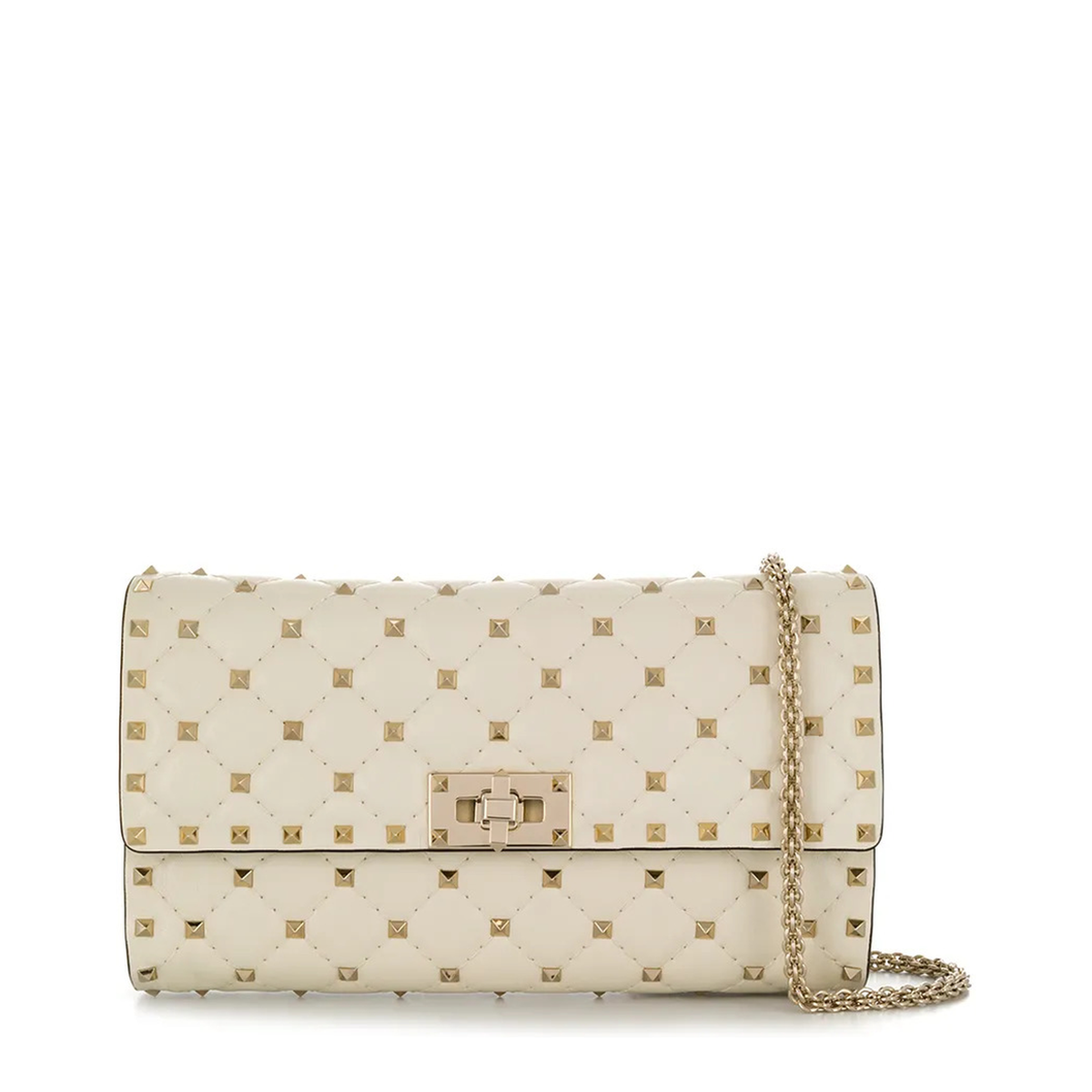 Rockstud Spike Nappa Shoulder Bag - Light Ivory