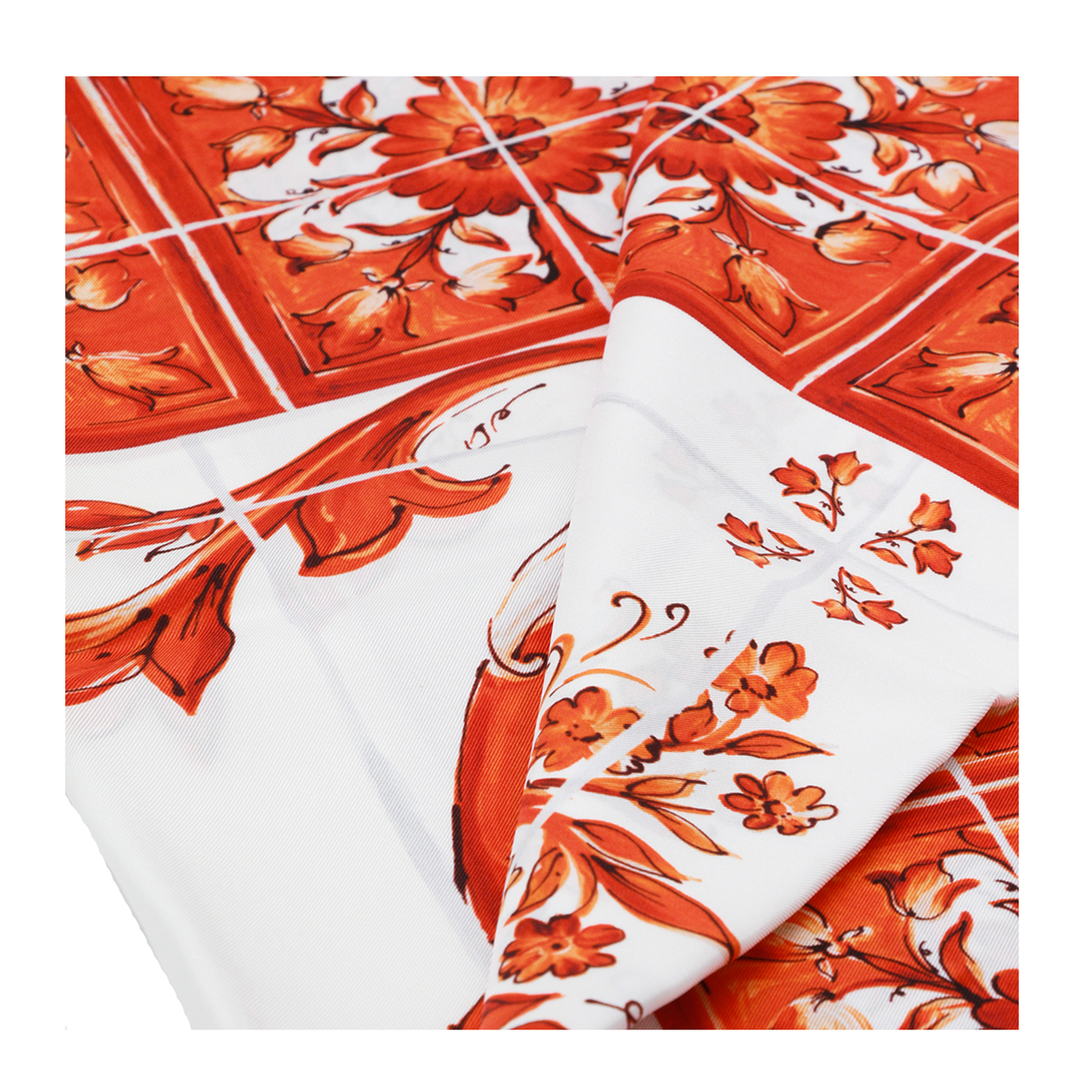 Majolica-Print Silk Twill Scarf