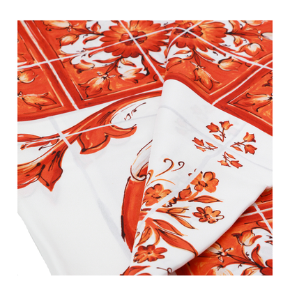 Majolica-Print Silk Twill Scarf